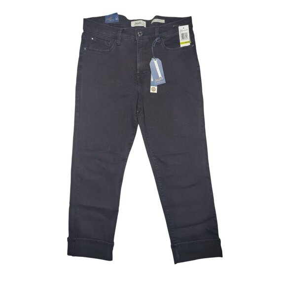 Angels Forever Young Black Straight High Rise Cuffed Cropped Ankle Jeans 14 NWT - Picture 1 of 7